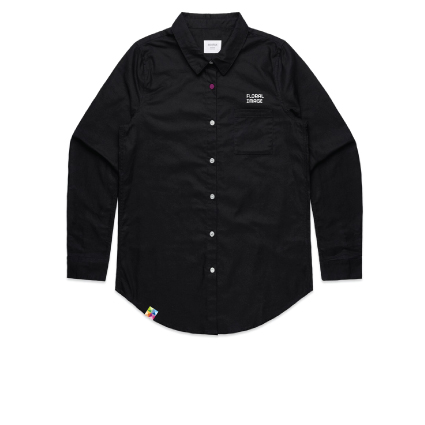 Floral Image Womens Black Shirt